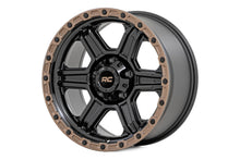 Load image into Gallery viewer, Rough Country 79 Series Wheel | One-Piece | Semi Gloss Black w/Bronze Ring | 18x9 | 6x5.5 | 0mm