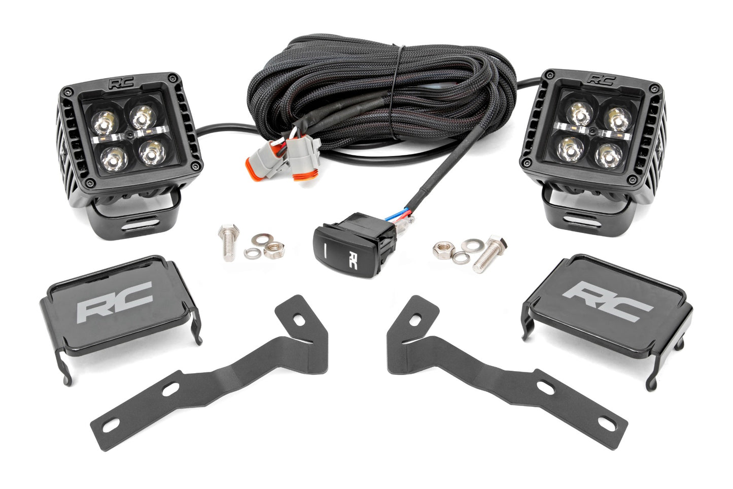 LED Light Kit | Ditch Mount | 2" Black Pair | White DRL | Toyota Tacoma (05-15)