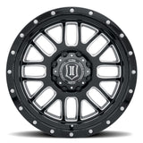 ICON Alpha 20x9 8x180 12mm Offset 5.5in BS Gloss Black Milled Spokes Wheel