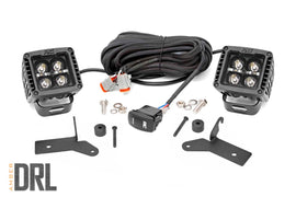 Jeep 2-inch LED Lower Windshield Kit (18-21 Wrangler JL, 20-21 Gladiator JT | Black-Series w/ Amber DRL)