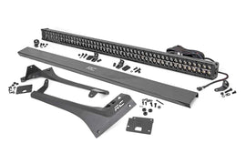 Jeep 50-inch Straight LED Light Bar Upper Windshield Kit w/ Dual-Row Black Series LED | Amber DRL (20-22 Gladiator JT, 18-22 Wrangler JL)