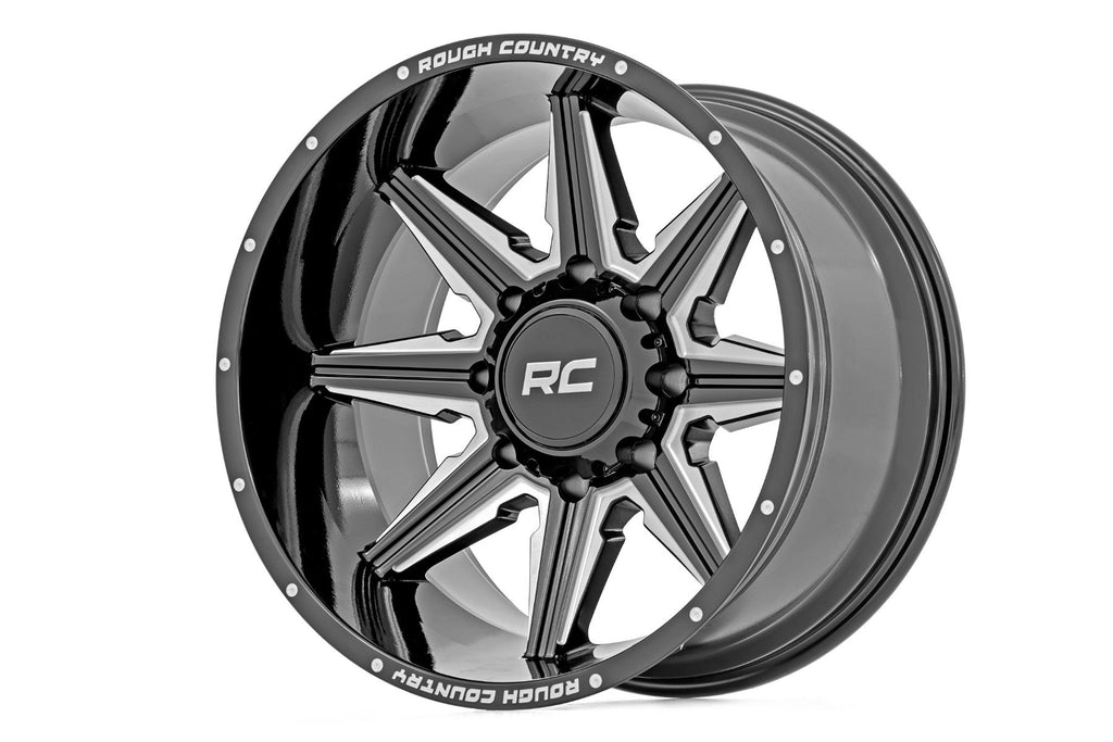 Rough Country 91M Series Wheel | One-Piece | Gloss Black | 20x12 | 8x6.5 | -44mm