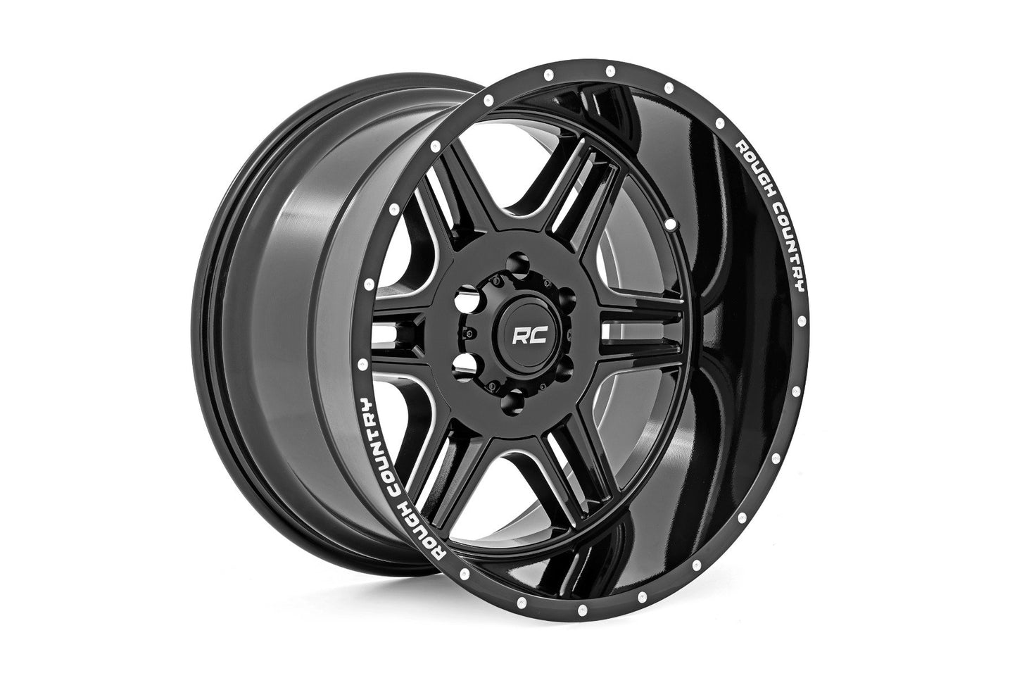 Rough Country 92 Series Wheel | Machined One-Piece | Gloss Black | 20x12 | 6x135 | -44mm