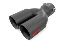 Load image into Gallery viewer, Exhaust Tip | Black | Red RC Logo | 2.5-3 Inch Pipe Single Inlet | Dual Outlet